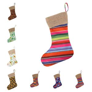 Wholesale christmas tree canvas resale online - Christmas Stocking Canvas Leopard Cactus Printing Santa Large Ornaments Candy Gift Bag Christmas Tree Hanging Socks Decor T2I51588