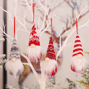 Jul prydnad stickad plysch gnome docka vägg hängande hänge semester inredning present träd dekorationer