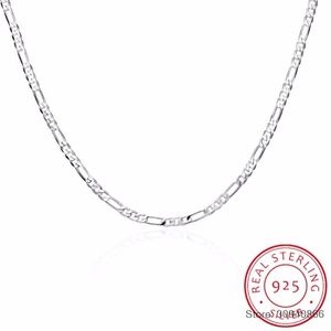 8 Sizes Available Real Sterling Silver MM Figaro Chain Necklace Womens Mens Kids cm Jewelry kolye collares