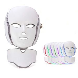 yüz maskesi makinesi toptan satış-7 LED Işık Terapi Yüz Güzellik Makinesi LED Yüz Boyun Maskesi Cilt Beyazlatma Cihazı DHL Ücretsiz Gönderi için Mikroklu