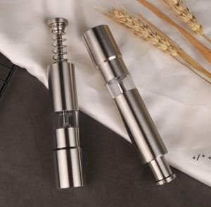 Manual Pepper Mill Salt Shakers One handed Pepper Grinder Stainless Steel Sauce Grinders Stick Kitchen Tools mm RRF13548
