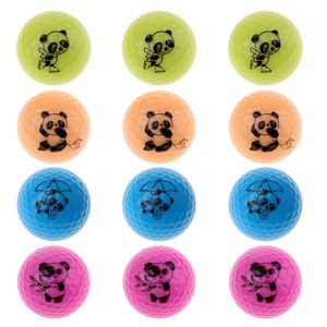 Piłki golfowe Zestaw profesjonalnych podwójnej warstwy piłka elastyczna gumy syntetyczna odległość z ładną pandą drukowaną