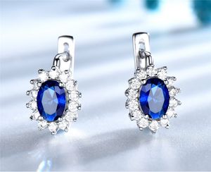 Wholesale silver engagement dresses for sale - Group buy 925 Silver Luxury Earring Ladies Charm Diamond Blue Gem Jewelries Fashion Items Engagement Wedding Dress Earring Studs Womens Gift with Box