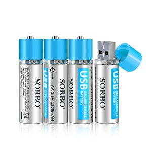 lithium aa batteries оптовых-Сорбо AA MAH Li Polymer Li Po USB перезаряжаемый литий ионный аккумулятор литий ионные стабильные характеристики A18