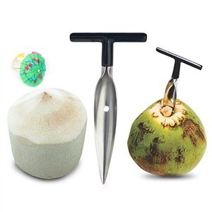 Rostfritt stål Kokosnötöppnare Hem Kök Verktyg Vatten Punch Tap Drill Straw Open Hole Cut Gift Fruit Openers Tool