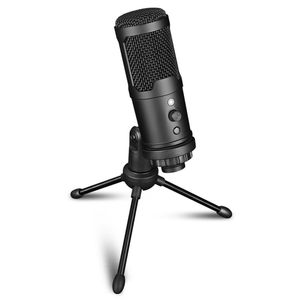 R USB Microphones Condenser Microphone with Mute Button and Volume Knob Used for Live Broadcasting Games and Recording