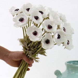 本物のタッチ人工的なアネモネのシルクフローレアの造られた花の花ホームガーデン装飾的な花輪DHBG2332