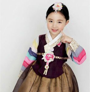 Ubrania Zestawy Dzieci Tradycyjna Koreańska Dziewczyna Hanbok Haft Dress Długim Rękawem Kostium Etniczny Taniec Cute Cosplay Dostosowane
