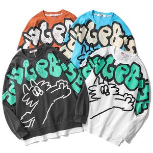 sevimli hoodies toptan satış-Erkek Hoodies Tişörtü Erkek Moda Hip Hop Boy Sevimli Desen Baskılı Gevşek Boy Erkek Kazak Rahat Tops