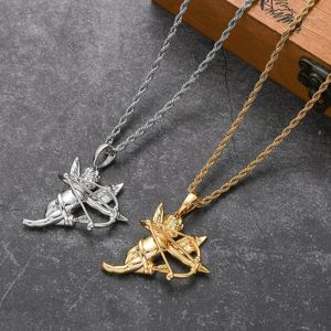 Wholesale gold baby angel chain for sale - Group buy Pendant Necklaces Angel Baby Necklace Chain Charm Gold Silver Color Fashion Arrow Of Love Cupid Jewelry Birthday Gifts Women Men Pendants1