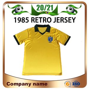 brezilya forması forması toptan satış-1985 Retro Edition Futbol Forması Dünya Kupası Brezilya Ev Gömlek Ulusal Takım Futbol Üniformaları Satış