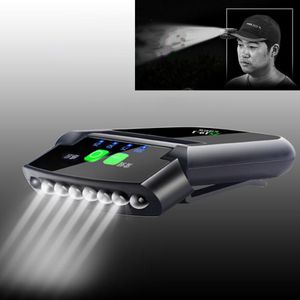 Rechargeable Headlight Induction Clip Cap Lamp Super Bright LED Flashlight Waterproof Night Fishing Camping Light Power Display