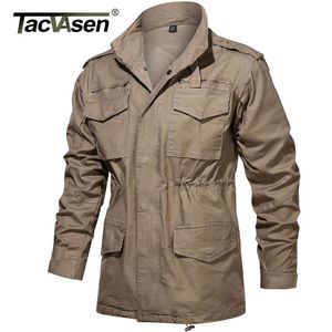 хлопковая полевая куртка оптовых-Мужские куртки Tacvasen Army Field Wake хлопчатобумажные пальто с капюшоном Зеленая тактическая равномерная ветровка охотничья одежда пальто мужской