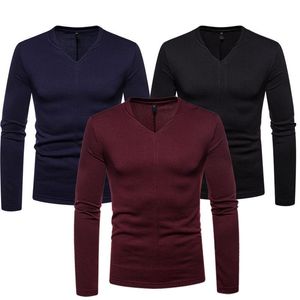 Mäns Tröjor Vuxen Varm V Neck Jumper Sweater Pullover Basic Blank Plain S XL för män