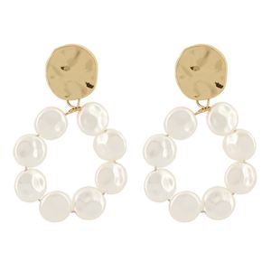 10 par Modne Pozłacane Nieregularne Kształt Okrągły Biały Pearl Stud Kolczyki dla Kobiet Urok Biżuteria