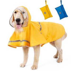 Hundkläder husdjur regnrock poncho hoodies jacka reflekterande gul slitage vattentät kläder