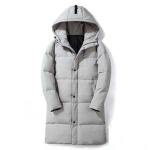 Men s Down Parkas Brand Winter Jacket White Duck Hood Long Style Thicken Warm Fashion Zipper Coat Male Parka