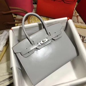 Wholesale grey leather handbags resale online - box leather handbag cm grey balc burgundy colors luxury purse fully handmade quality wax line stitching by order only dont have in stock contact for more details