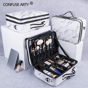 Cosmetische tassen gevallen marmeren patroon tas grote capaciteit professionele reizen opslag wenkbrauw make up tool case1