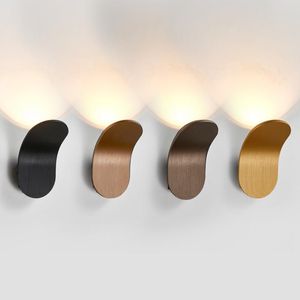bronz banyo lambaları toptan satış-Duvar Lambası Modern LED Fırçalanmış Altın Bronz Işık Yatak Odası Başucu Çalışma Banyo Koridor Merdiven Gözü Alüminyum