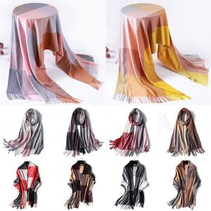Wholesale winter hijabs resale online - Scarves Female Foulard Hijab Warm Thicken Shawls Long Soft Head cm cm Winter Scarf Tassels Plaid Cashmere1