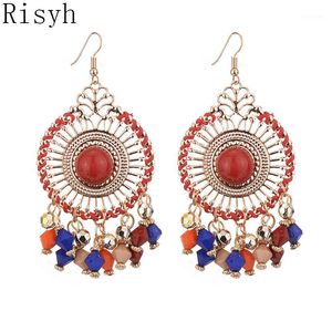Stud Risyh Fashion Retro Style Earrings Bohemian Exaggerated Disc Tassel Mizhu Ear Studs1