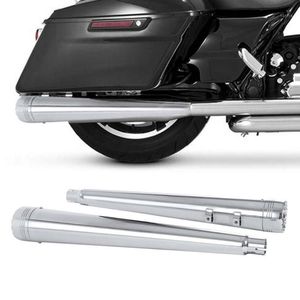 tuyaux d'échappement chromés achat en gros de Système d échappement de moto Megaphone Slip sur Dual Tuyau pour Touring Road Glide Chrome Black1