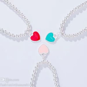 beyaz kalpler boncuklar toptan satış-Orijinal Moda Klasik Ayar Gümüş Aşk Kalp Bilezik Renkli İsteğe Bağlı Kadın Takı Tatil Hediye