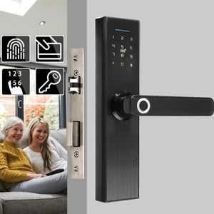 anahtar parmak izi toptan satış-Parmak İzi Erişim Kontrolü Güvenlik Elektronik Kapı Kilidi Biyometrik Dijital Kod Akıllı Kart Anahtar Ev EL için Dokulu Ekran