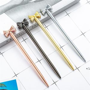 носовые ручки оптовых-Металлическая шариковая ручка с луками для женщин GRILS Студенческая свадьба свадебные подарки для душа Офисное оборудование RRE12513