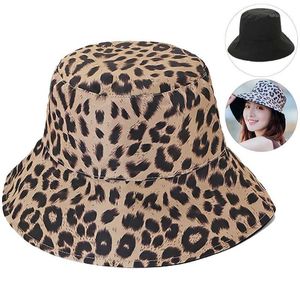 Wide Print Brim Hats Fashion Leopard Bucket Hat Visser Outdoor Travel Zon Cap For Women Summer Beach DROP1