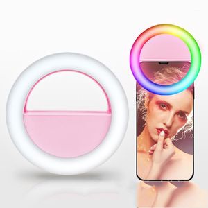 Wholesale rechargeable batteries for tablet resale online - Flash Heads Mini Clip on Smartphone Selfie Ring Light RGB LED Beauty Lamp Built in Rechargeable Battery For Tablets Laptops1