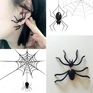 серьги с паучьей шпилькой оптовых-Шпиль черный паук уха индивидуальность двойных передних и задних сережек прокол смешные альтернативные украшения Хэллоуина1
