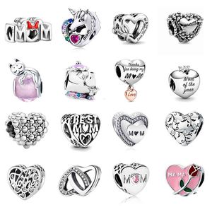 gümüş mum bilezik toptan satış-925 Ayar Gümüş Anne Kalp Charm Boncuk Fit Orijinal Pandora Bilezik Yapma Moda DIY Takı Kadınlar Için Hediye