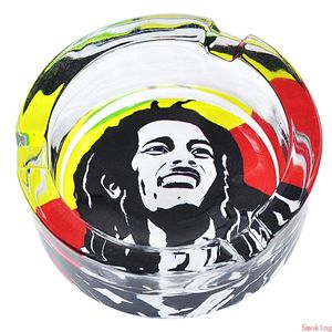marley cam toptan satış-Tütün Puro için Bob Marley Küllük Temizle Cam Kavanoz Kül Tablası Dekoratif Sigara Küllük Dairesel Yuvarlak Bin Kutu Ev Ofisi Sigara