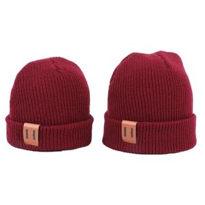 15Baby knit hatt för pojkar Flickor Höst Vinter Varma Kids Beanie Vuxen Barn Förälder Barn Hattar Nyfödd Barnlock med läderikett