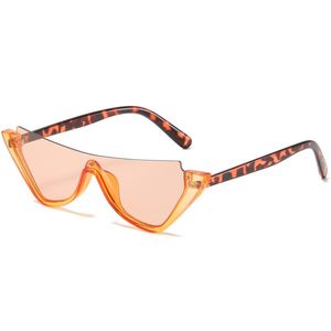 gato femenino naranja al por mayor-Gafas de sol Veshion Medio Marco Mujeres UV400 Semi Rimless Azul Naranja Pink Vintage Cat Eye Gafas Femenino Moda Primavera
