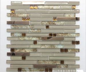 Wholesale 2021 hot sale Manufacturer straight crystal glass tile self adhesive bar counter hotel background wall decoration strip mosaic