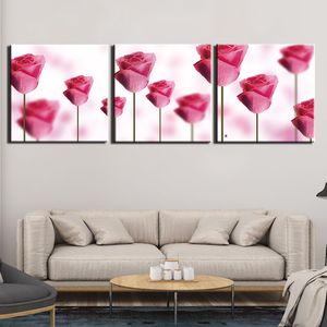 3 delige schilderij op canvas stilleven roze roze bloem posters en prints muur foto s voor woonkamer home decor