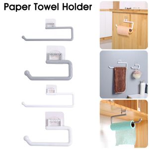 Hooks Rails stks Keuken Handdoek Hanger Rack Bar Cabinet Cling Cling Film Rag Opknoping Houder Badkamer Organizer Plank Toiletpapier Roll