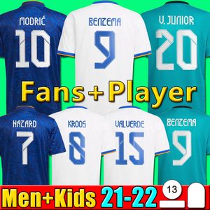 2021 サッカージャージートップタイBenzema ファンプレーヤーバージョンフットボールシャツアラバハザードCasemiro Modric Camiseta Men キッズキット