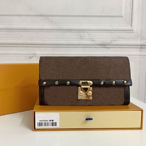Famous Wallet Long Purse luxury handbags clutch bag card holder letter flower print women girl gifts with S lock and rivet design with box
