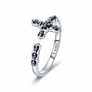 уникальные кольца женщины оптовых-Уникальные европейские женщины стерлингового серебра стерлингового серебра черное CZ для девочек подарки