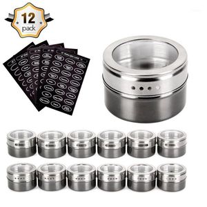 Wholesale magnetic spice jars for fridge for sale - Group buy 12 Magnetic Spice Tins Stainless Steel Storage Spice Containers Magnetic on Fridge Jar rack Organizers with Labels1