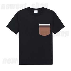 ön cep tişörtleri toptan satış-2022 Yaz Paris Erkek T Shirt Tasarımcı Tee Lüks Londra İngiltere Çizgili Cep Aplike Ön Tshirt T Shirt Klasik Moda Bayan Rahat Pamuk T Shirt Tops