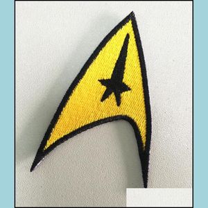 demir yıldız yamaları toptan satış-Dikiş Kavramları Araçları Giyim Film Star Trek Amerikan Bilim Kurgu Nakış Demir On Yama Rozeti Dikmek Deri veya Ceket Şapka Çanta Damla De