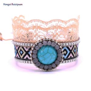 Bangle Bracelet Lace Handmade Beaded Bohemian Activity Knot Retro Pattern Ladies Charm Natural Jewelry