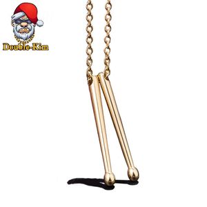 Drum Stick Pendant Hip hop Rap Street Culture Titanium Stainless Steel Gold Silver Color Necklace Men Jewelry Gift