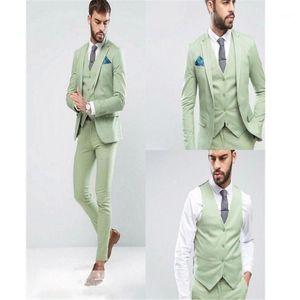 ingrosso vestiti verde chiaro per gli uomini-Abiti da uomo BLAZERS BLAZZERS CUSTOM EFFETTO UN PULSANTE UOMO A MOMINA A MATRIMONIO MATRIMONIO Verde verde Tuxedos Formale Groom Smokings Giacca Pants Vest