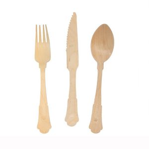 Wholesale disposable wooden cutlery for sale - Group buy Disposable Wooden Cutlery Spoons Forks Picnic Set with Elegant Handle cm long